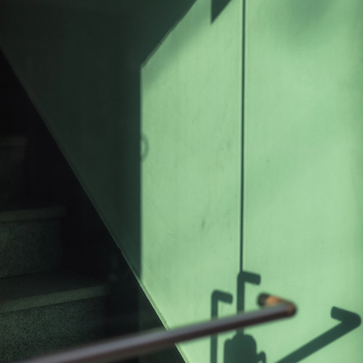 Industrial door handle and mechanism closeup